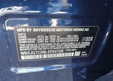 2020 BMW X1 Sdrive28I z USA, uszkodzony, nr VIN WBXJG7C08L5P54729